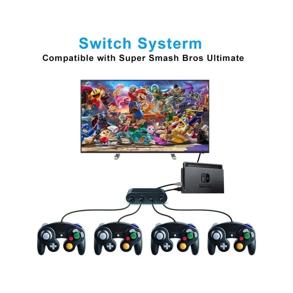 GC Controller Adapter DH-W0022-1 For Switch/WII U/PC w/ 4 Pcs Controller Extensi